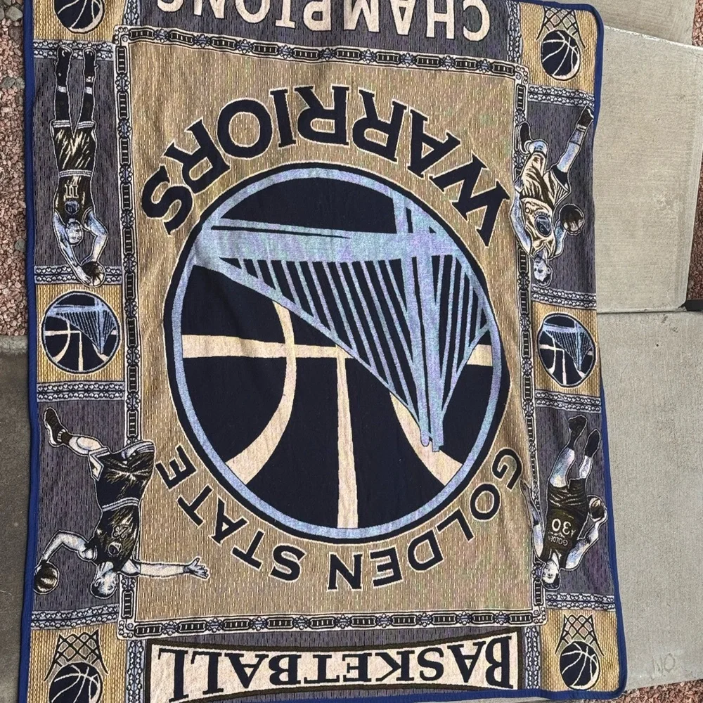 RARE NBA Golden State Warriors Champions Heavy Blanket 90x73 Blue&Yellow  #A109